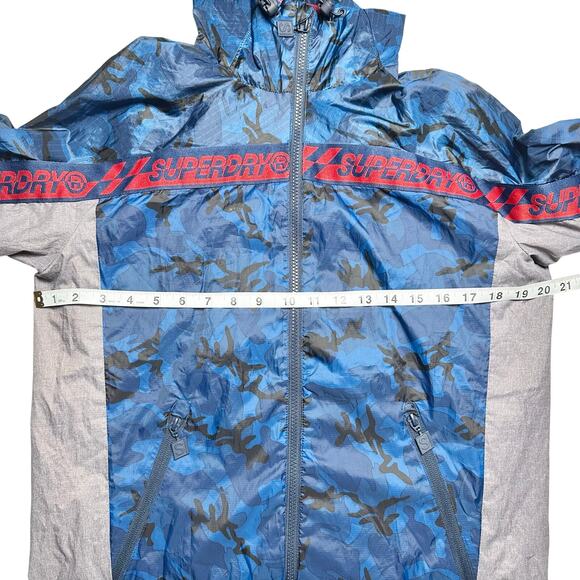 Superdry | Men | Hawk Color Block Cagoule Royal Camo Hooded Jacket | Size Small - Picture 5 of 16